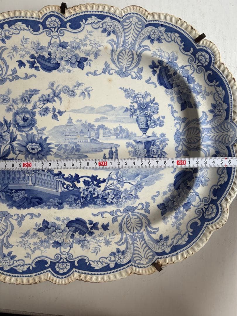 580 骨董 アンティーク 19世紀 絵皿 飾り皿 大振り イギリス フランス