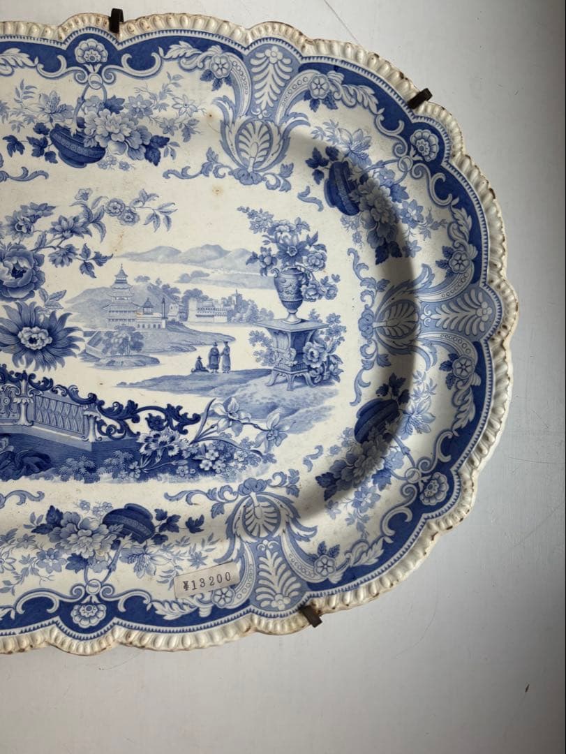 580 骨董 アンティーク 19世紀 絵皿 飾り皿 大振り イギリス フランス