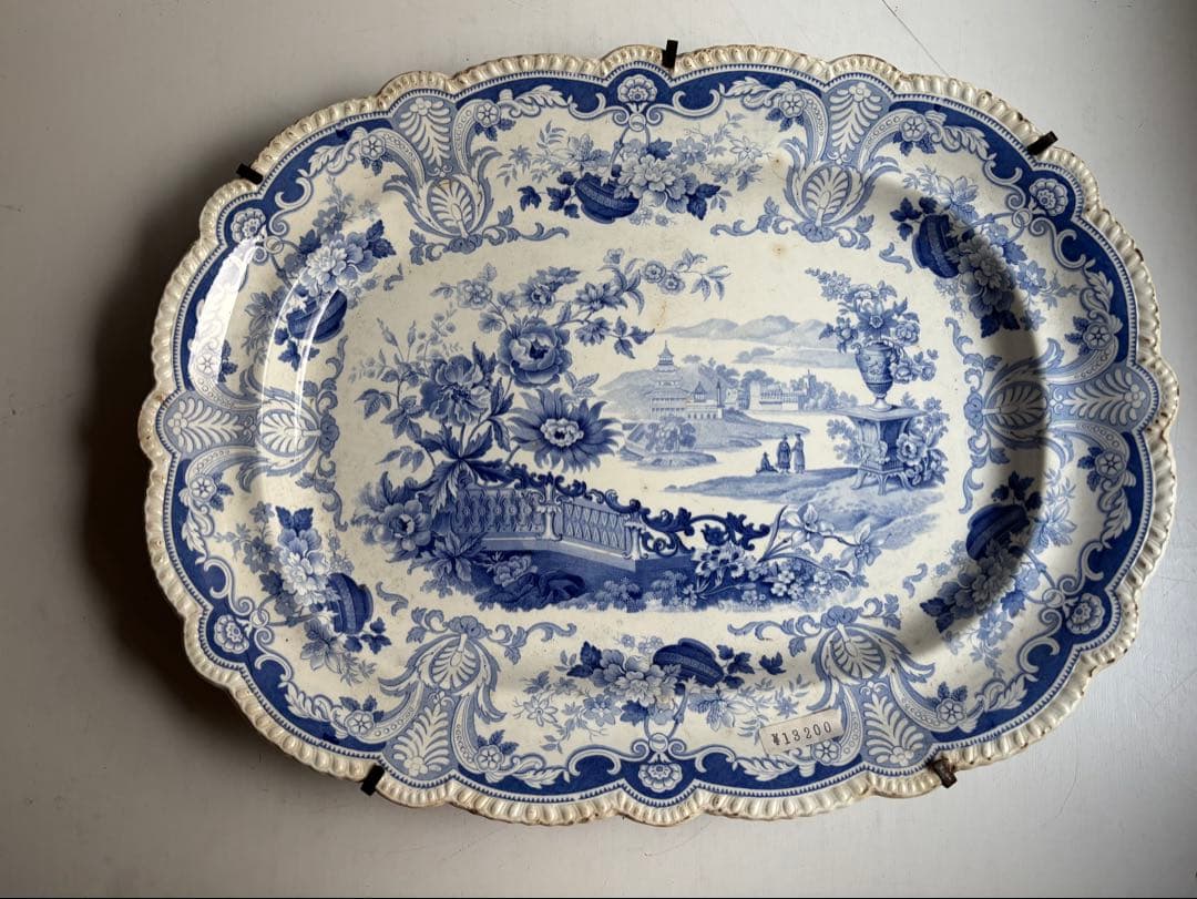 580 骨董 アンティーク 19世紀 絵皿 飾り皿 大振り イギリス フランス