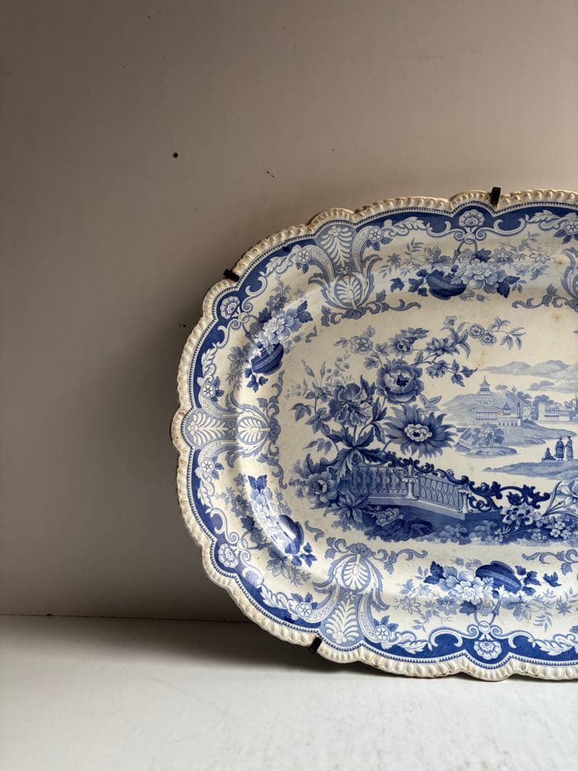 580 骨董 アンティーク 19世紀 絵皿 飾り皿 大振り イギリス フランス