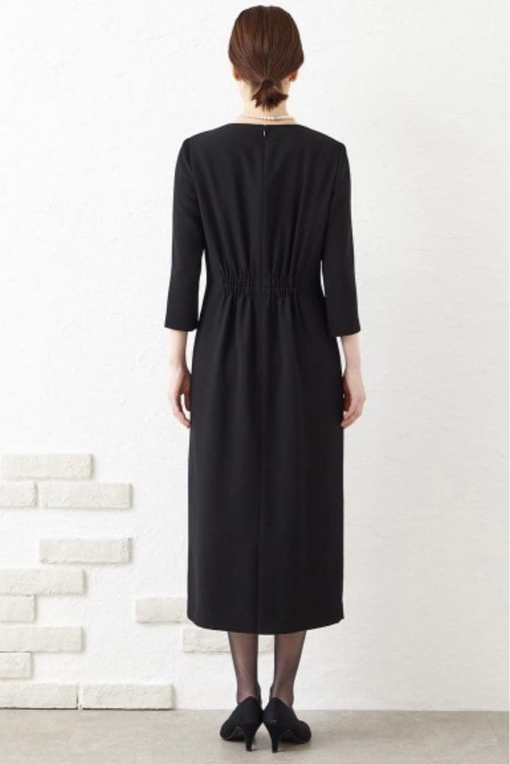 【喪服礼服】スタンドネックジャケット ウエストゴムワンピース ブラックフォーマル