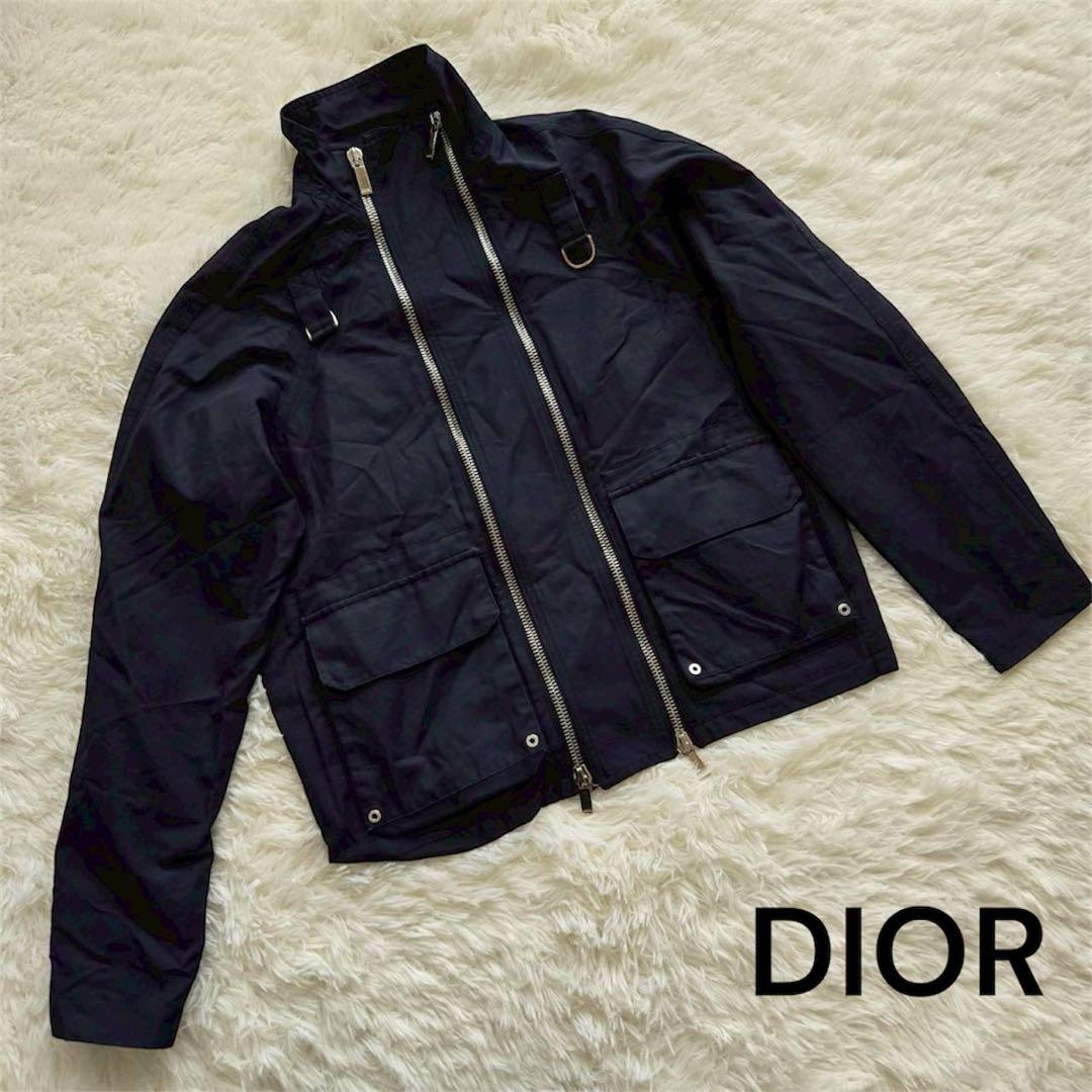 【DIOR ディオール】 コットンナイロンジャケット 44 ネイビー メンズ