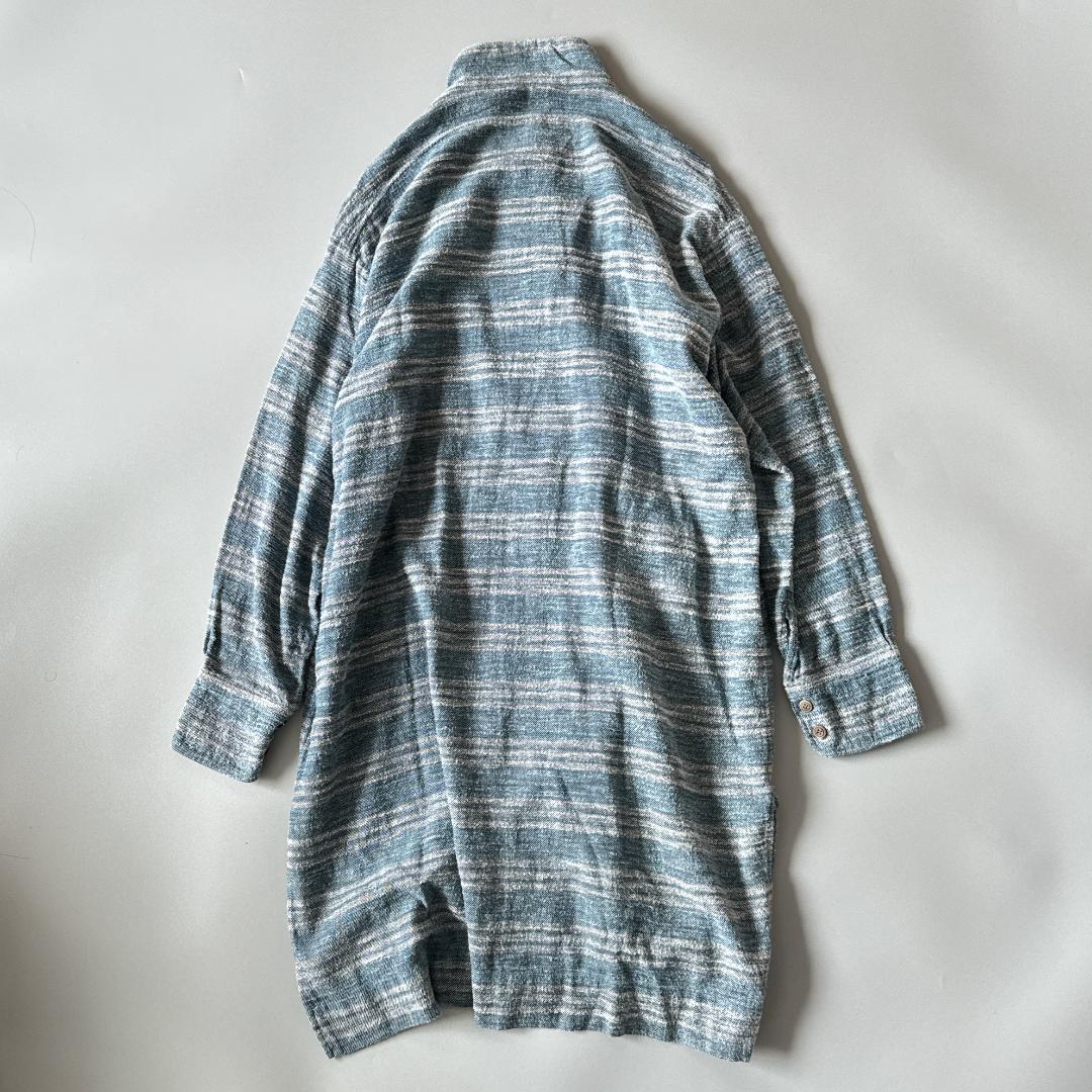 45R 長袖チュニック ブルー　トップス　ワンピース　コットン