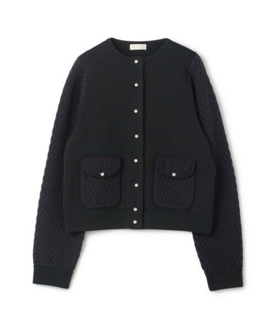 極美品 ボールジィ ウールコットンパールコンビ クルーネックカーディガン S