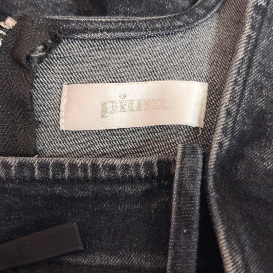 pium ティアードフリルミニワンピース ブラック デニム