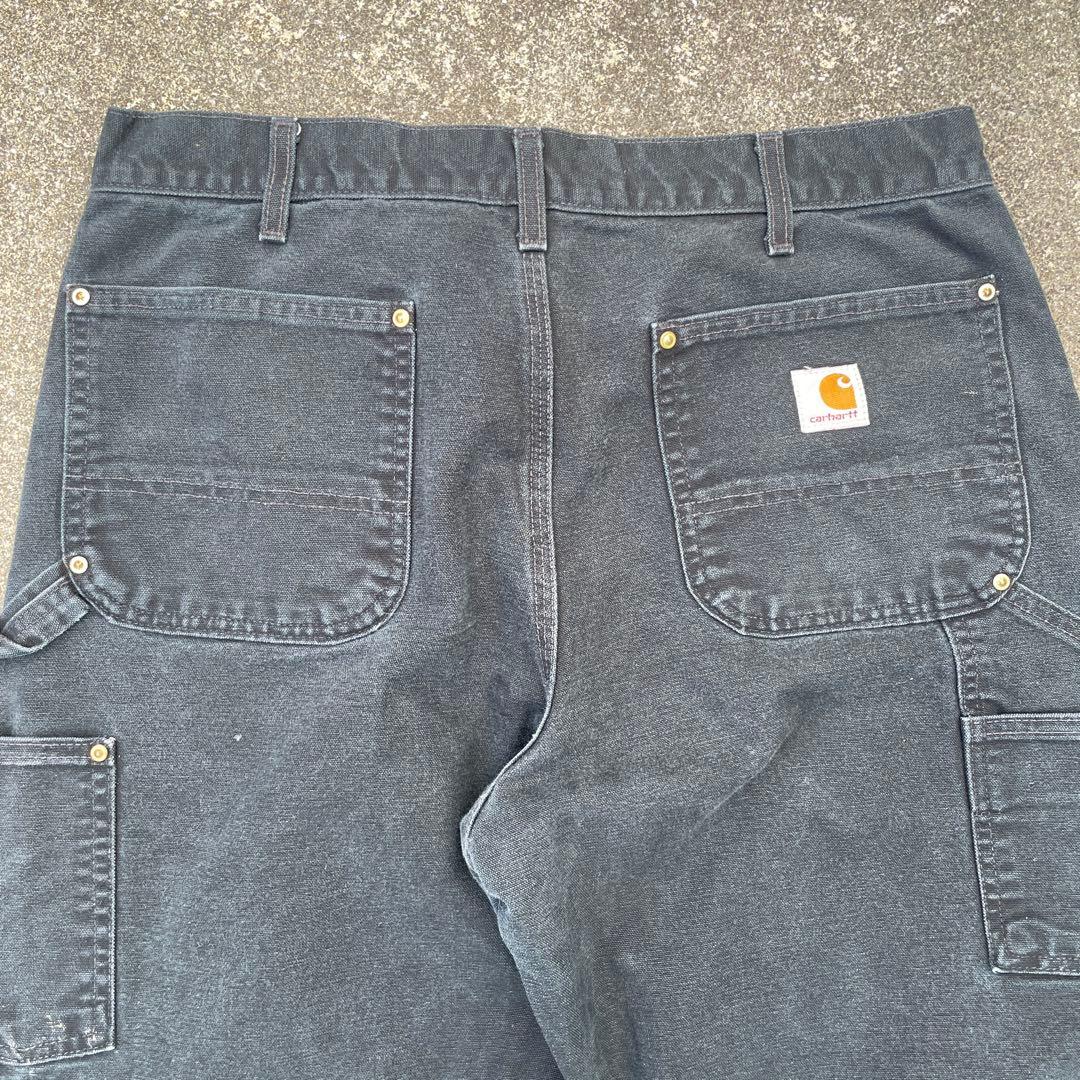 希少　usa製 カーハートダブルニー　B01BRK 36✖️32 ブラック　黒