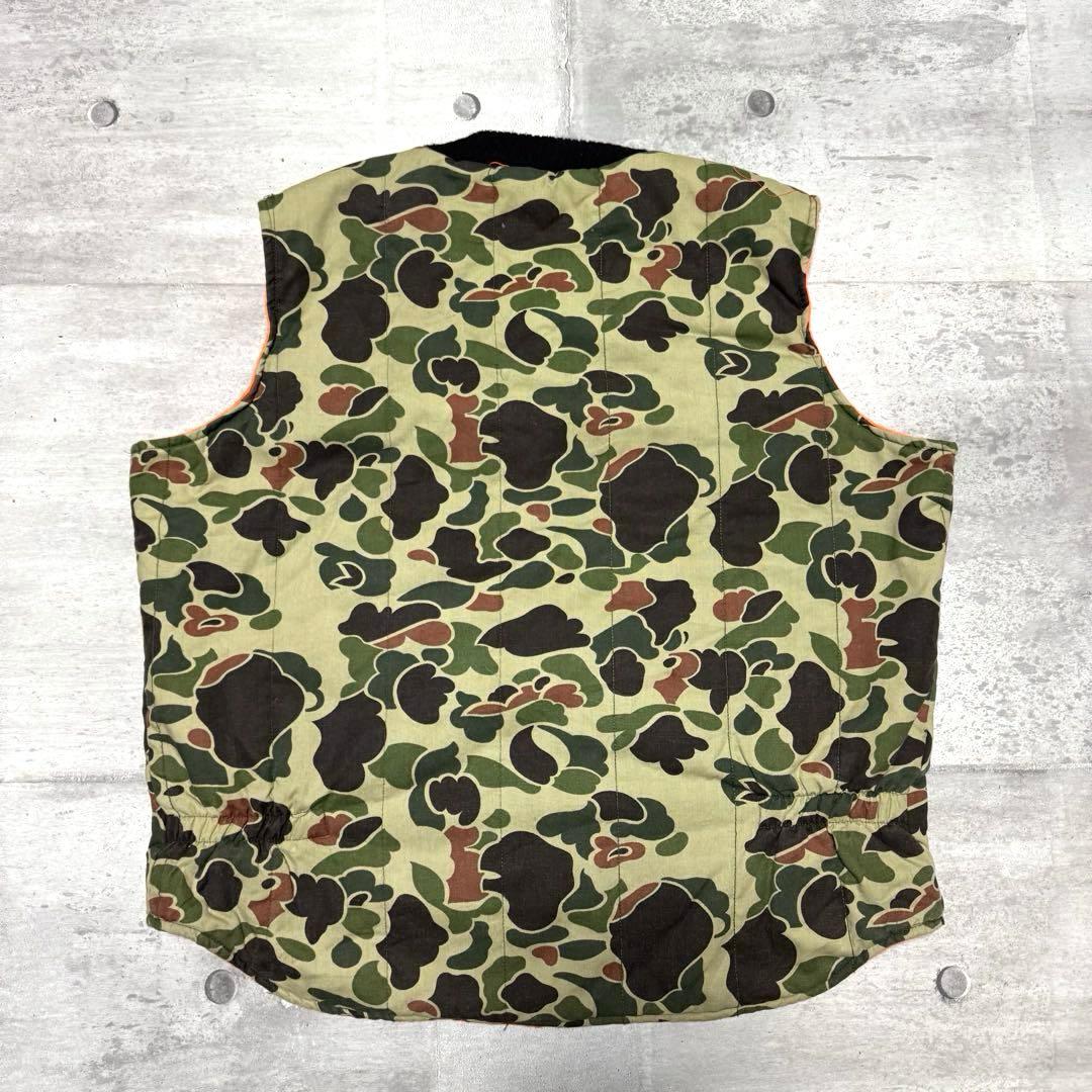 80s USA製 Walls ベスト ダックハンターカモ リバーシブル オレンジ