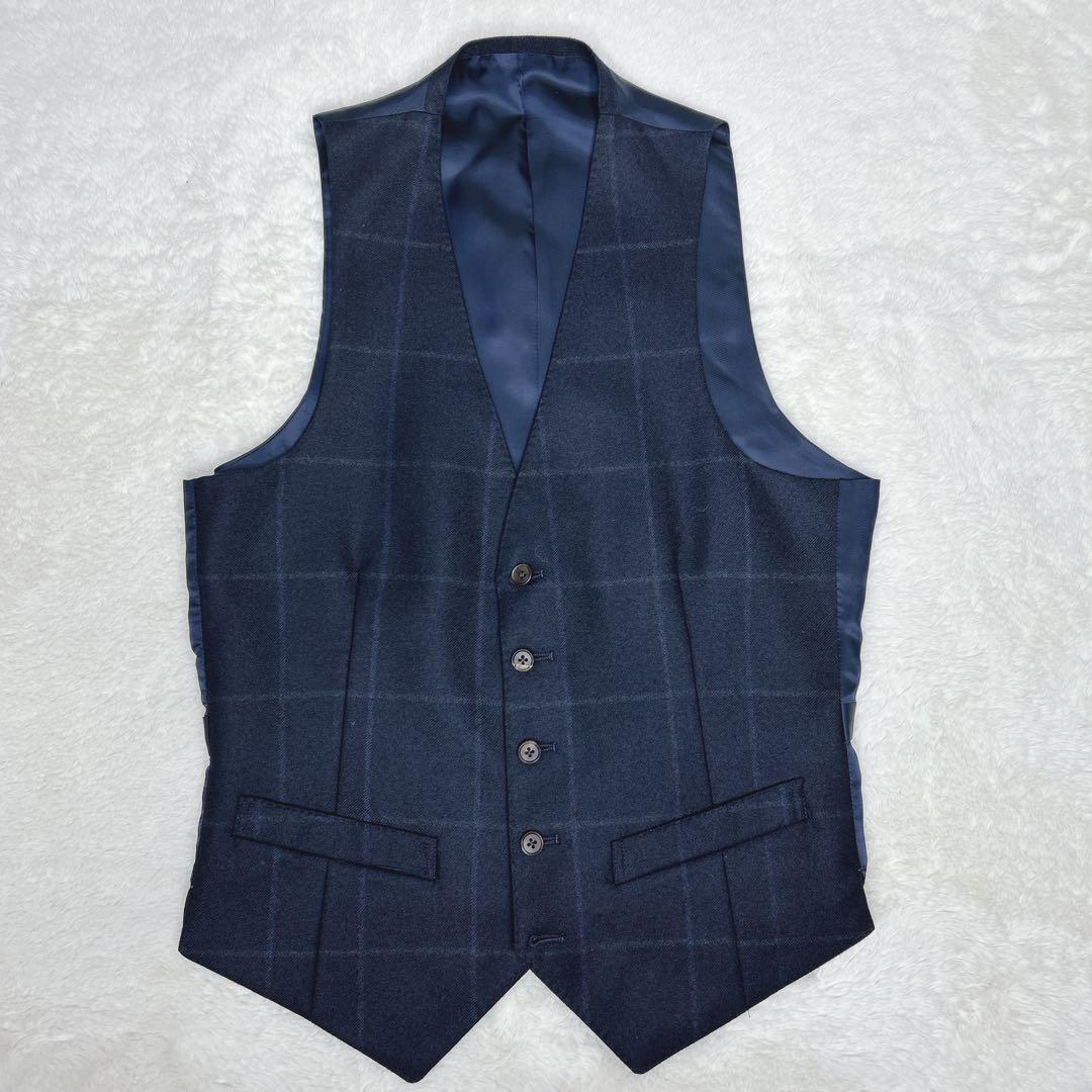 ✨美品✨ 麻布テーラー スリーピース ネイビー チェック S〜M相当