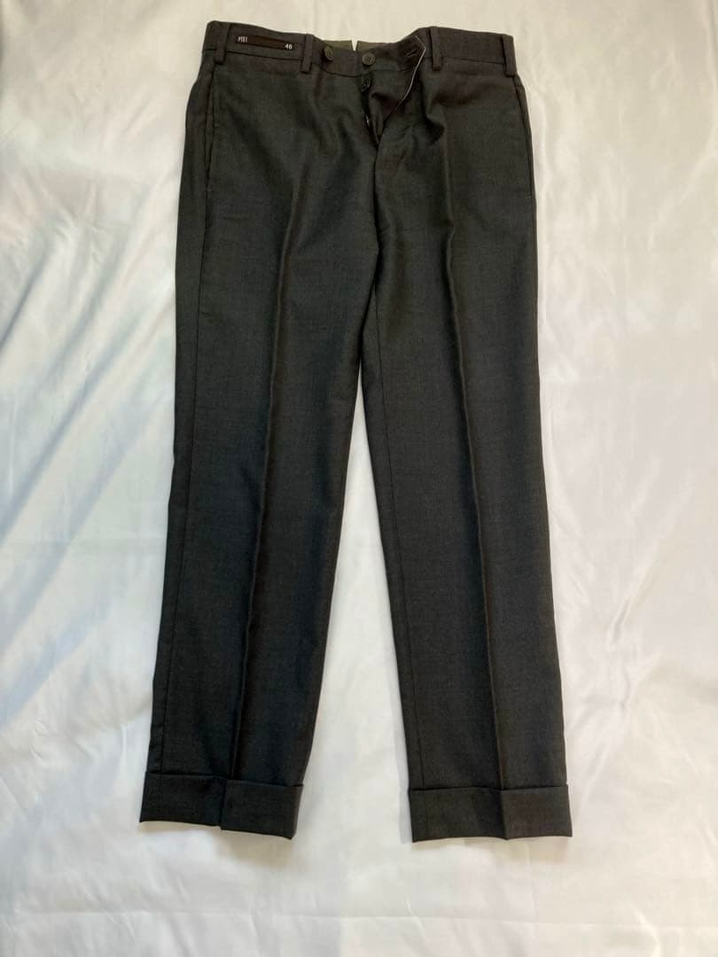 高級 Super120s PT01 ウール スラックス 46 グレー