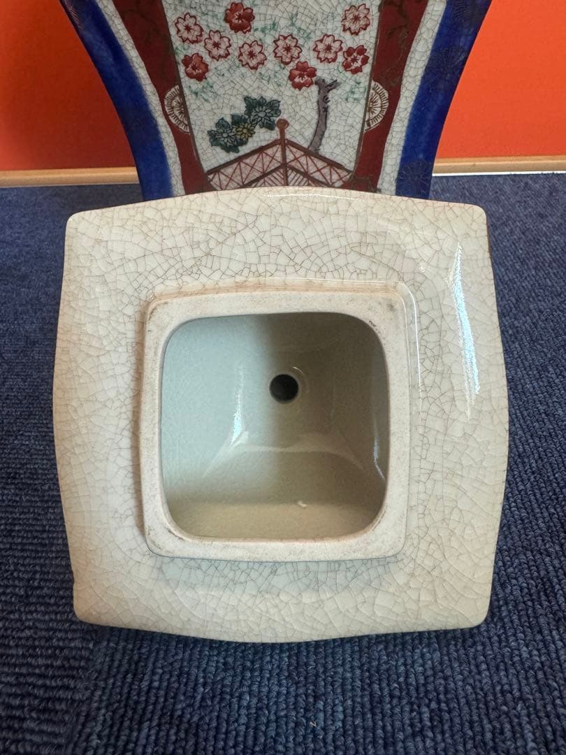 1862 薩摩焼　花鳥図　沈香壺　飾壺　高38cm  時代物