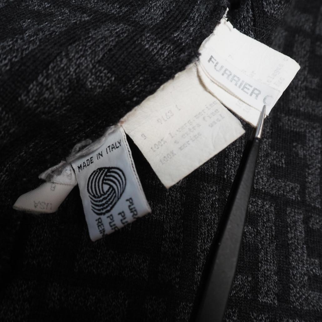 80s 90s FENDI ズッカ柄 ラビットファー ロゴ総柄ニットコート 42