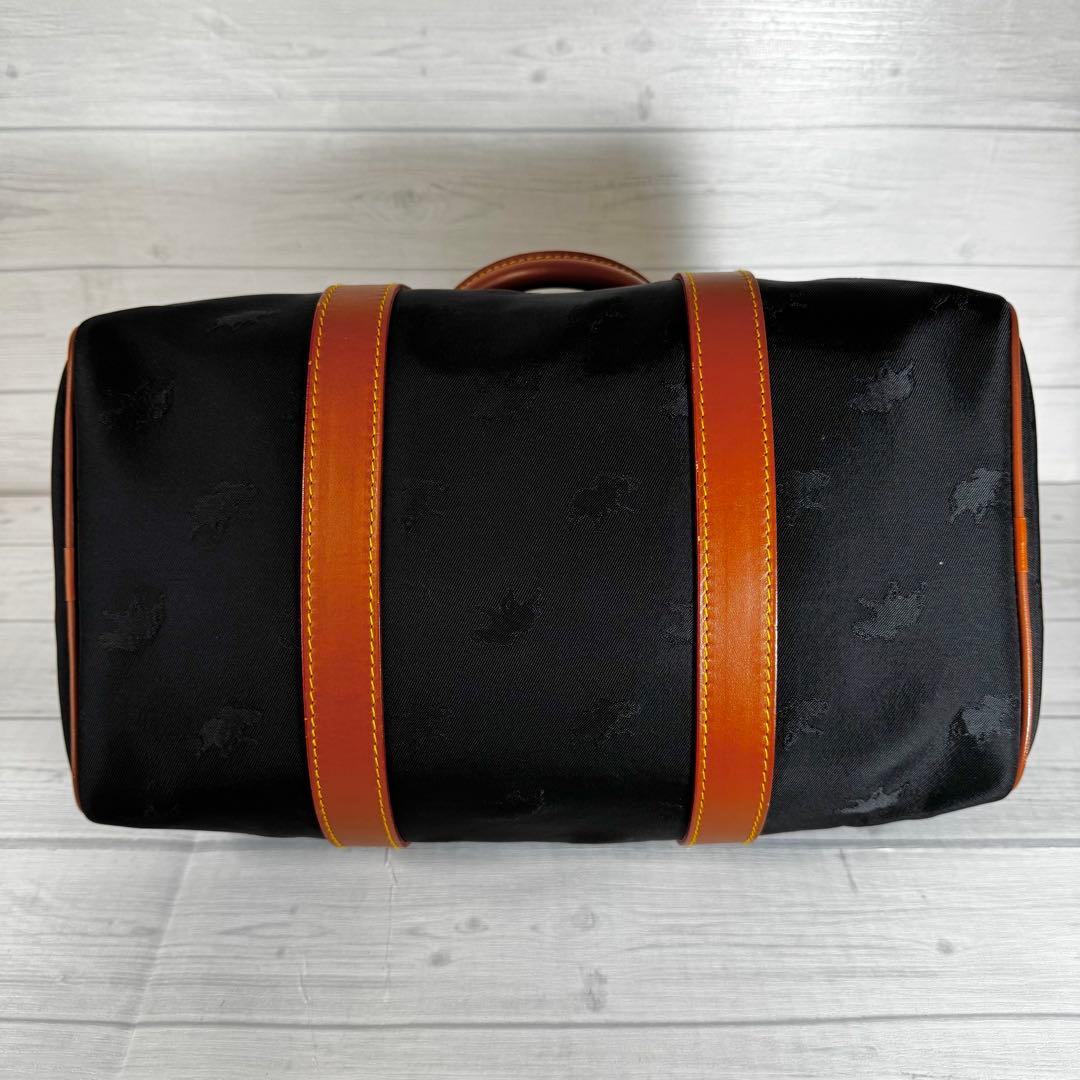 【美品】ハンティングワールド　ミニボストンバッグ　レザー　ナイロン　ロゴ　黒