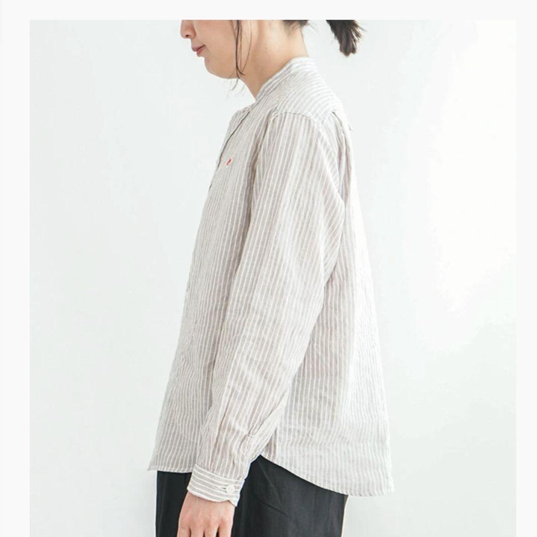 【新品タグ付き】DANTON ストライプバンドカラーシャツ シャツ