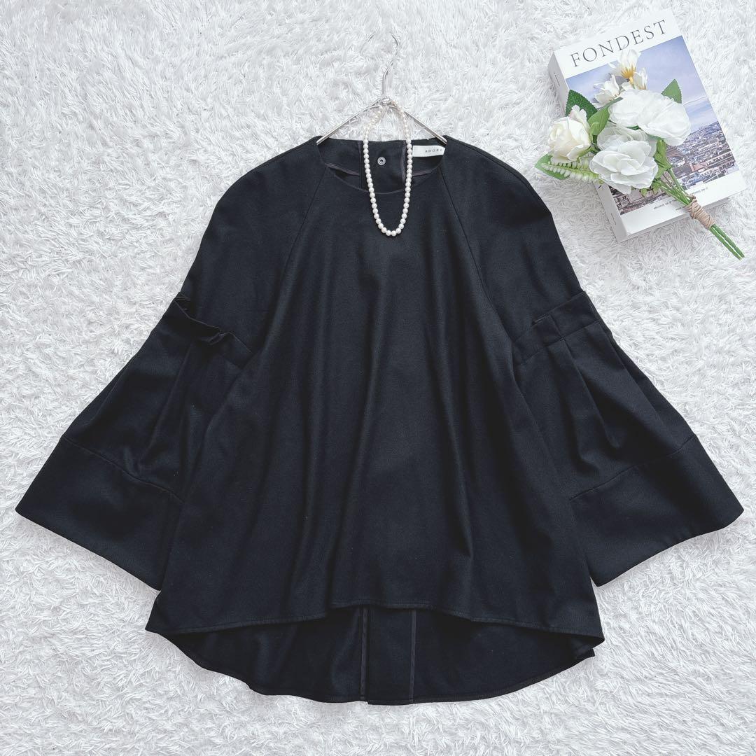 ADORE スーパー100 ストレッチサキソニーラグランフレアーブラウス