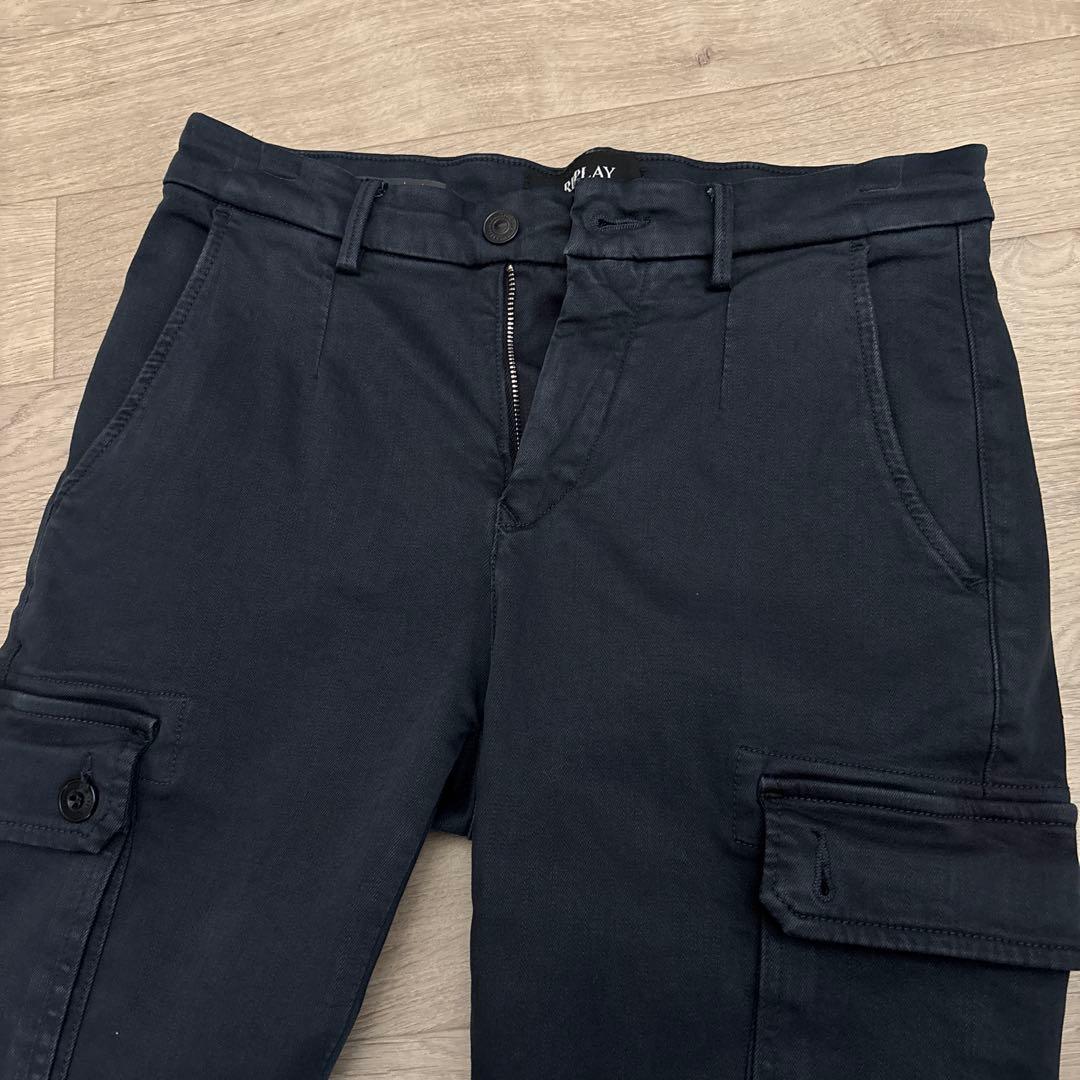 REPLAY JAAN HYPERFLEX カーゴパンツ 28インチ ネイビー