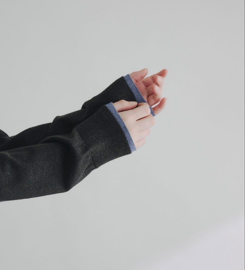 新品　selleglante レイヤードスタイルハイゲージニットシャツ　ブルー