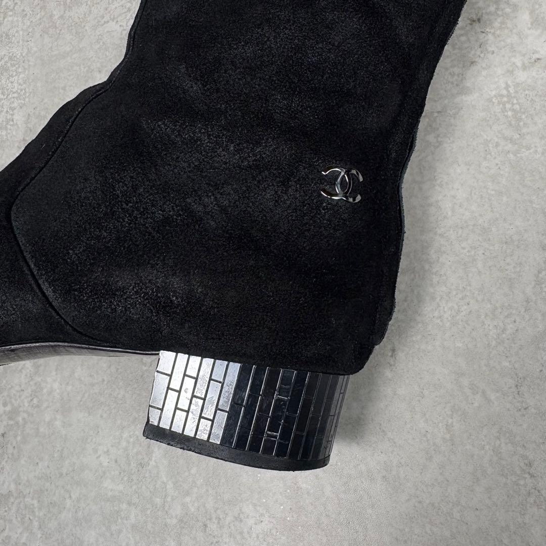 シャネル　CHANEL ココマーク　ニーハイブーツ　レザー　ブラック　36C