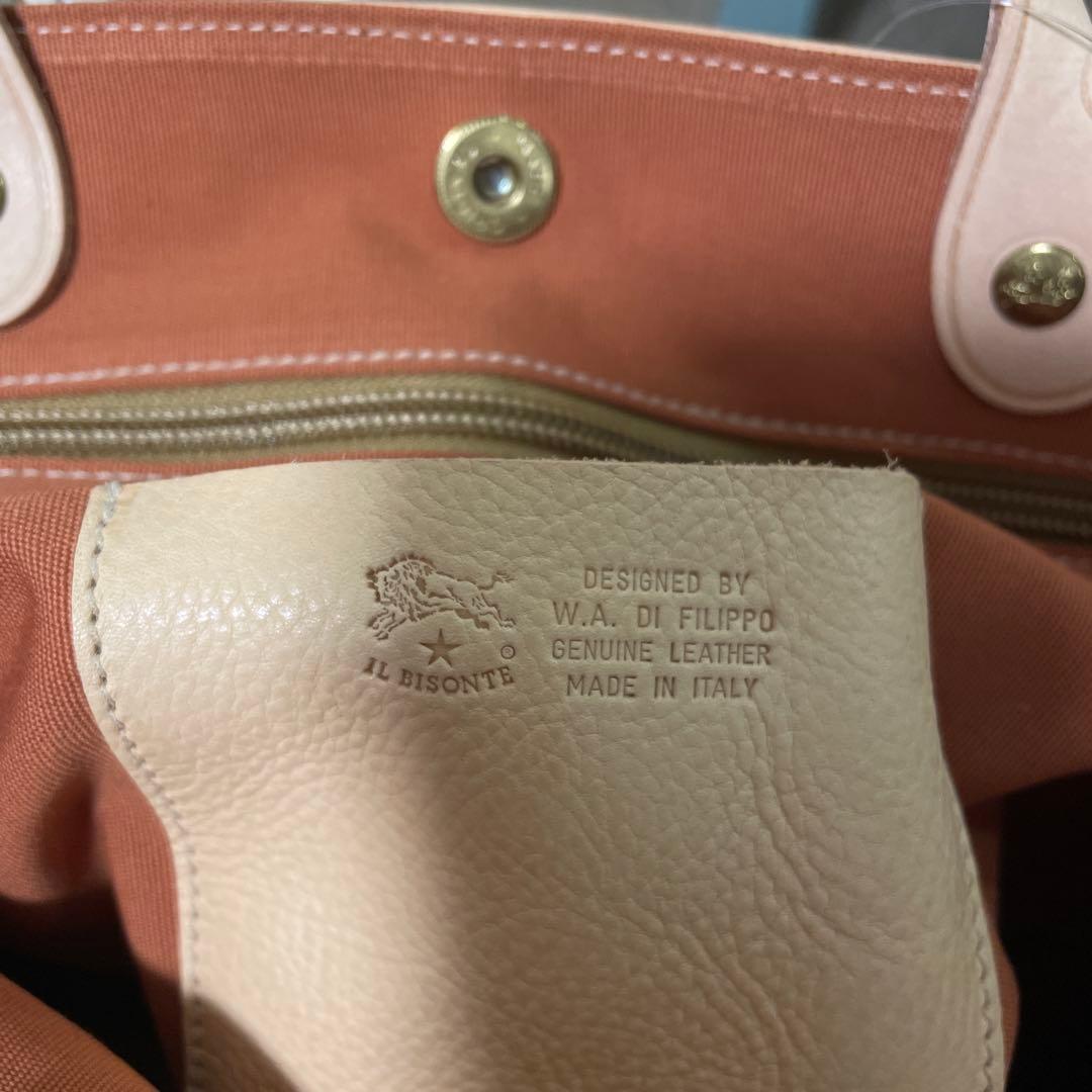 IL BISONTE ベージュ レザー トートバッグ