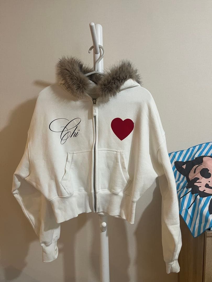 SCULPTOR ファーフード付きショート丈パーカー