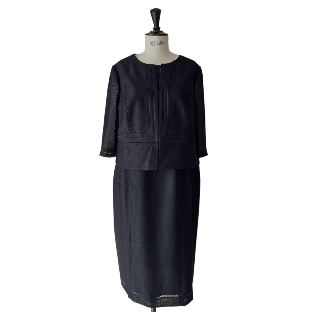 LANVIN NOIR 東京SOIR フォーマル ワンピース 夏用 七分袖 48