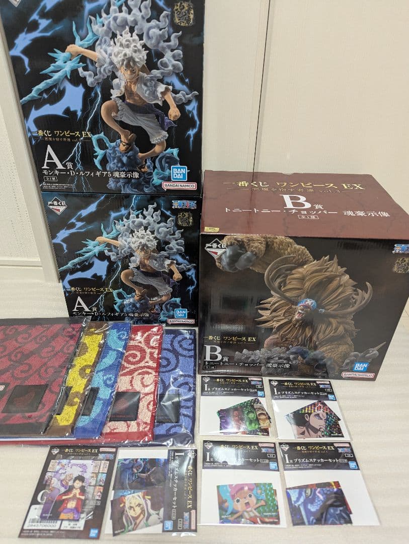 一番くじワンピースEX　A賞 ギア5魂豪示像✕2Ｂ賞チョッパー魂豪示像他オマケ