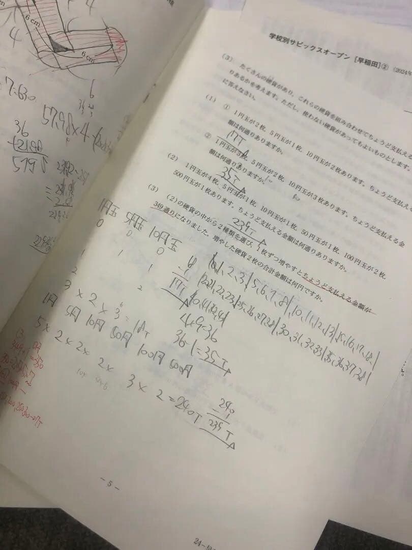 早稲田アカデミー　早稲田中　模試計8回　オープン/合格/サピックス　2024年