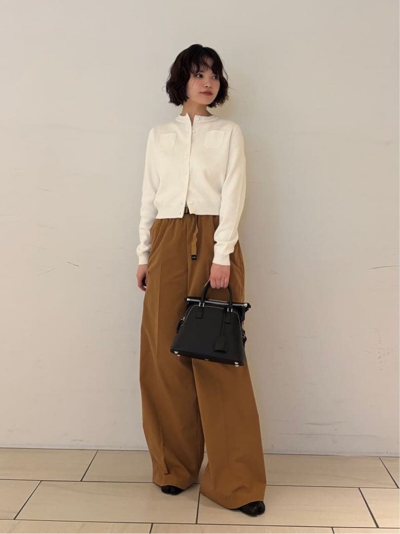 CABaN コットンカシミヤ クルーネックカーディガン　ホワイト XS