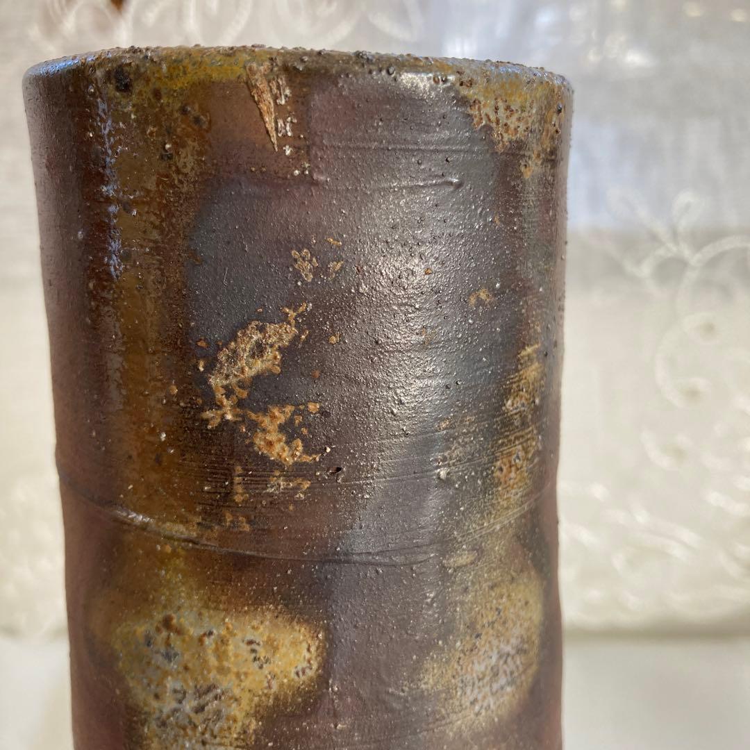 藤原雄作　人間国宝　備前焼　花入　　共箱