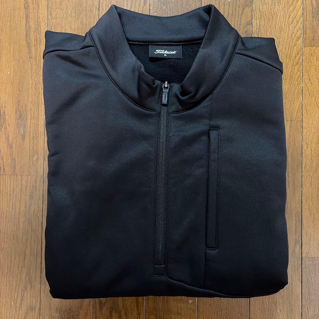 【中古美品】TITLEIST 裏起毛ハーフジップブルゾン ブラック系 3L