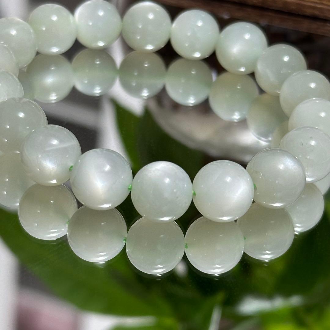 激レア【神秘】高品質 グリーンムーンストーン 11mm ブレスレット 一点物