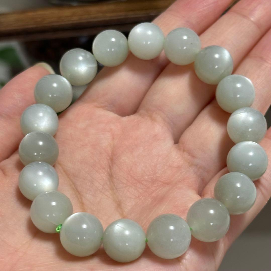 激レア【神秘】高品質 グリーンムーンストーン 11mm ブレスレット 一点物