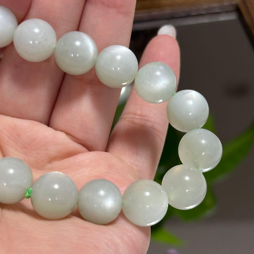 激レア【神秘】高品質 グリーンムーンストーン 11mm ブレスレット 一点物