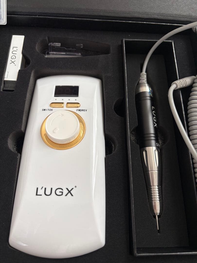 L'UGX 電動ネイルマシン マシーン 低騒音 低振動 8ビット付き　ホワイト