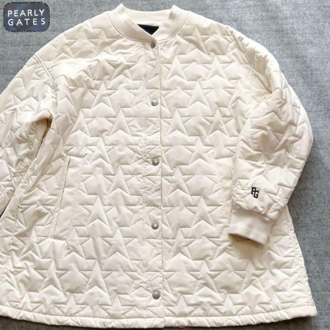 パーリーゲイツ　星柄　キルト 中綿 コート ジャケット 白　ホワイト