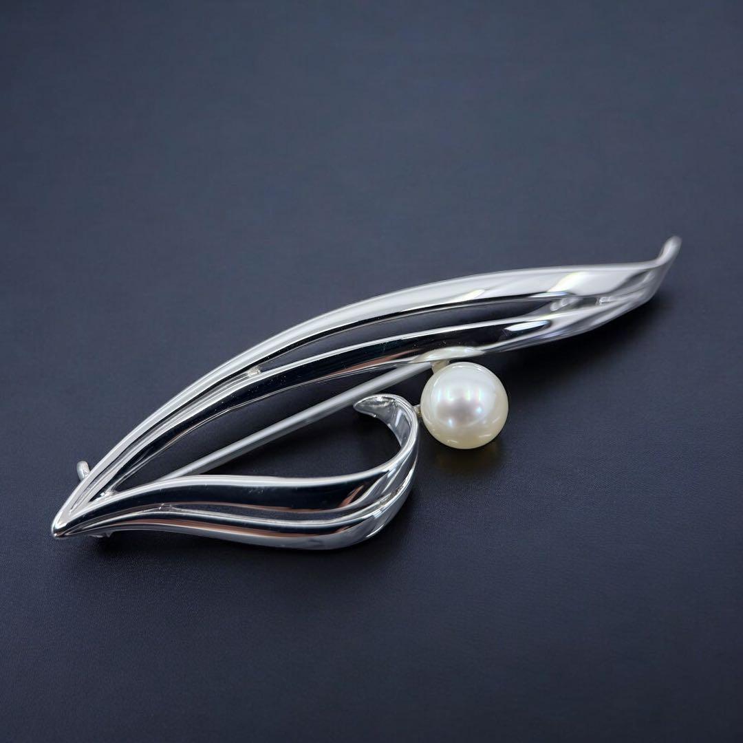 【極上】ミキモト　アコヤ　本真珠　パール　ブローチ　コサージュ　シルバー
