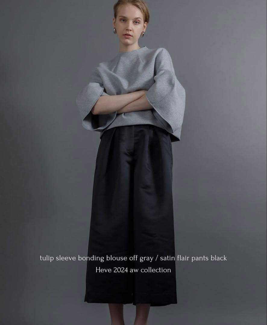 heve サテンフレアガウチョパンツ　38 ブラック　ワイドパンツ　ブラウス