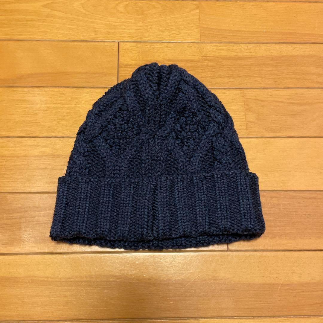 モンクレール 2020年製 ウール×牛革タグ ニット帽 ビーニー 美品