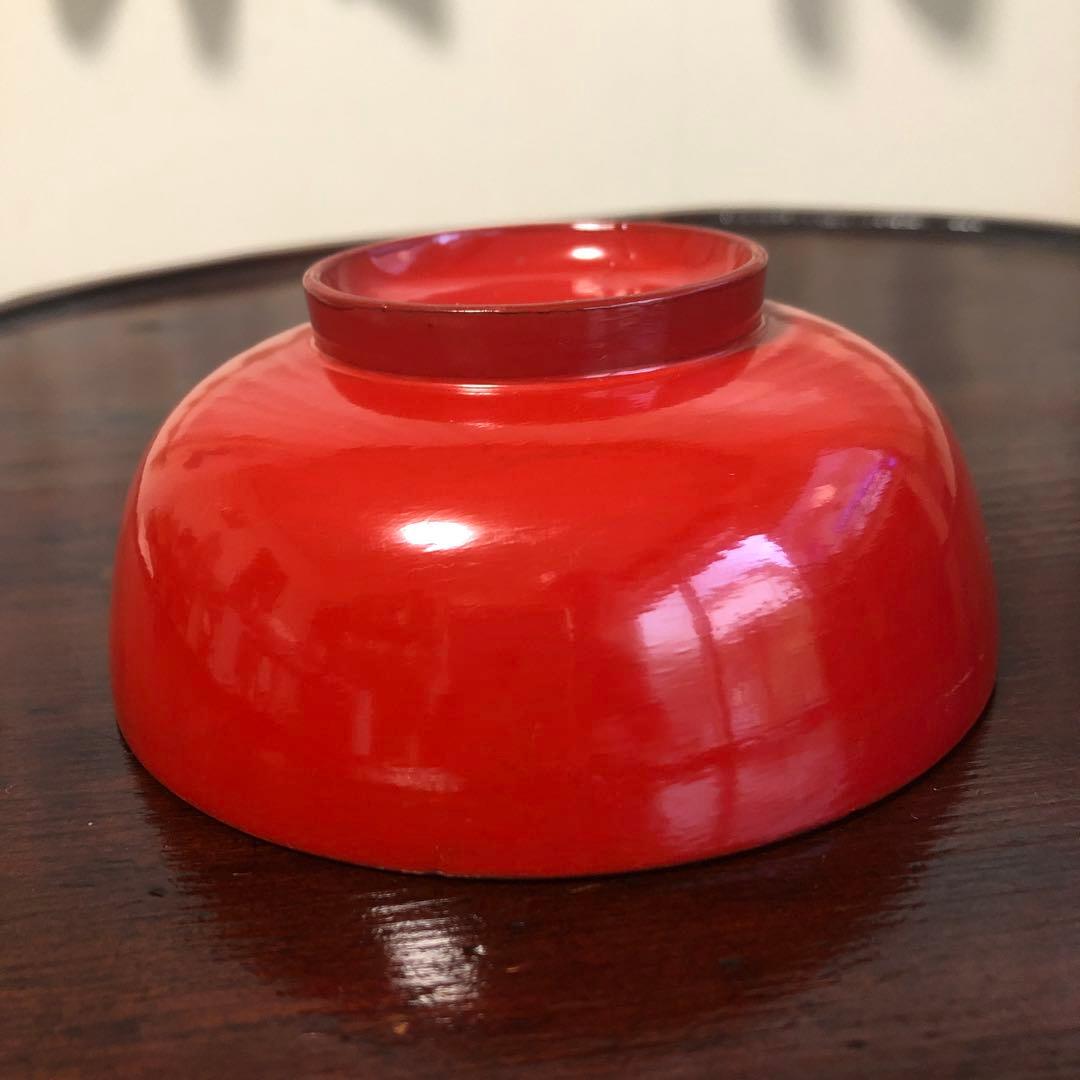 四つ組椀　漆椀4客セット　漆器　朱椀　昔椀　浄法寺塗　天然木　アンティーク