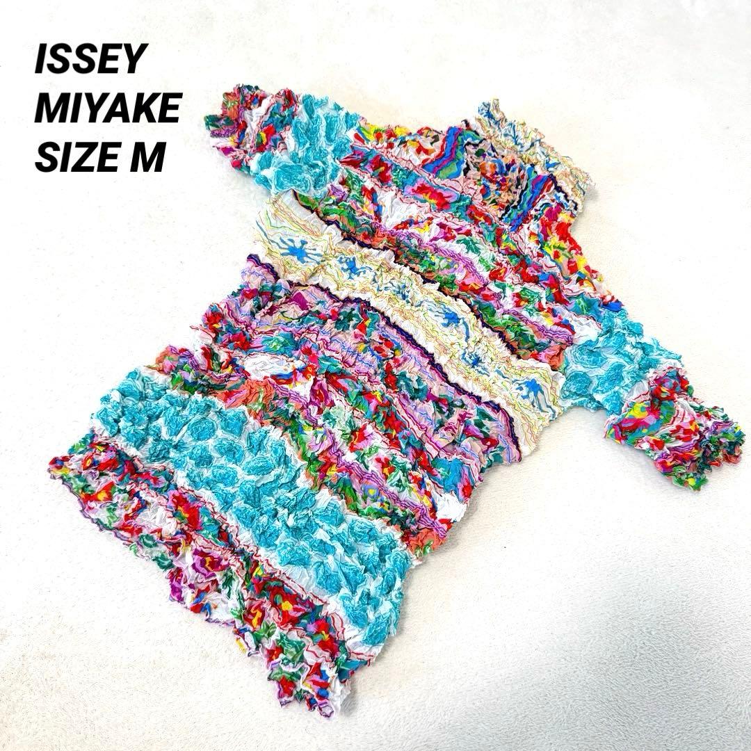 極美品✨ISSEY MIYAKE プリーツ　花柄　総柄　シワ加工　トップス