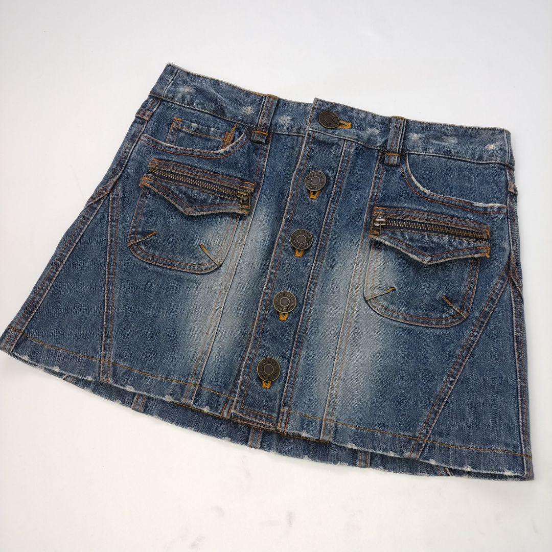 バーバリーブルーレーベル フロントボタンデニムミニスカート