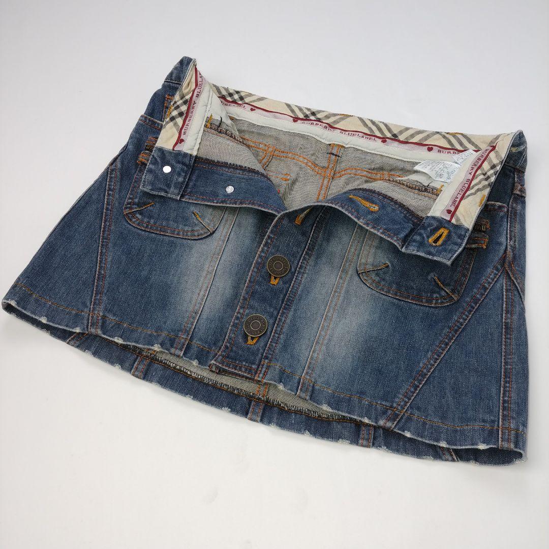 バーバリーブルーレーベル フロントボタンデニムミニスカート