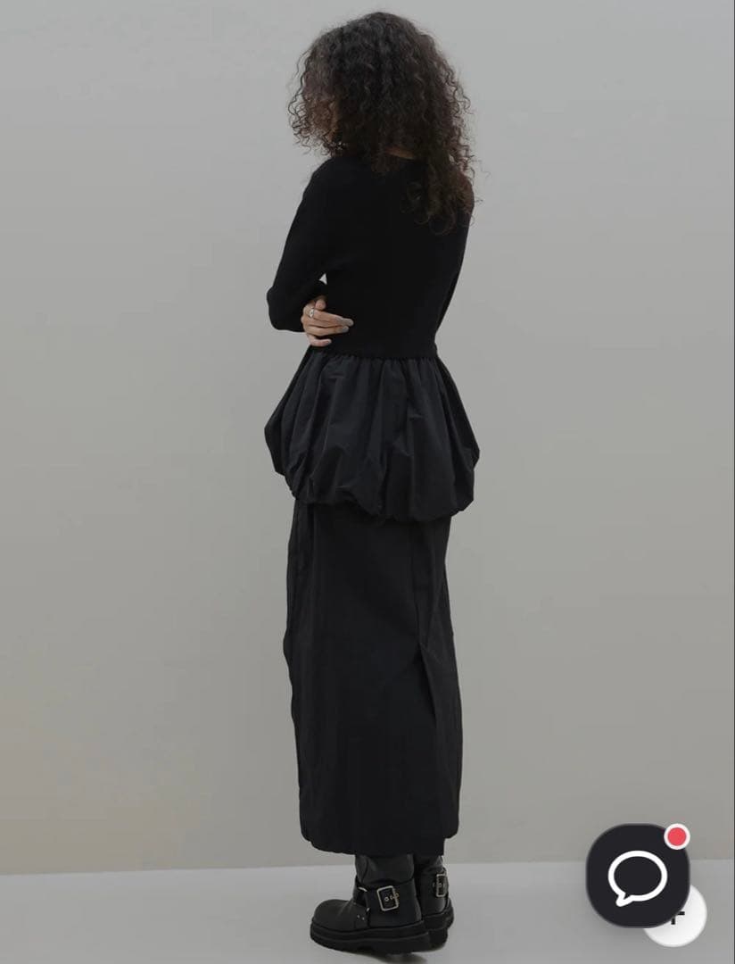 ワンピース BALLOON DETAIL KNIT DOCKING DRESS