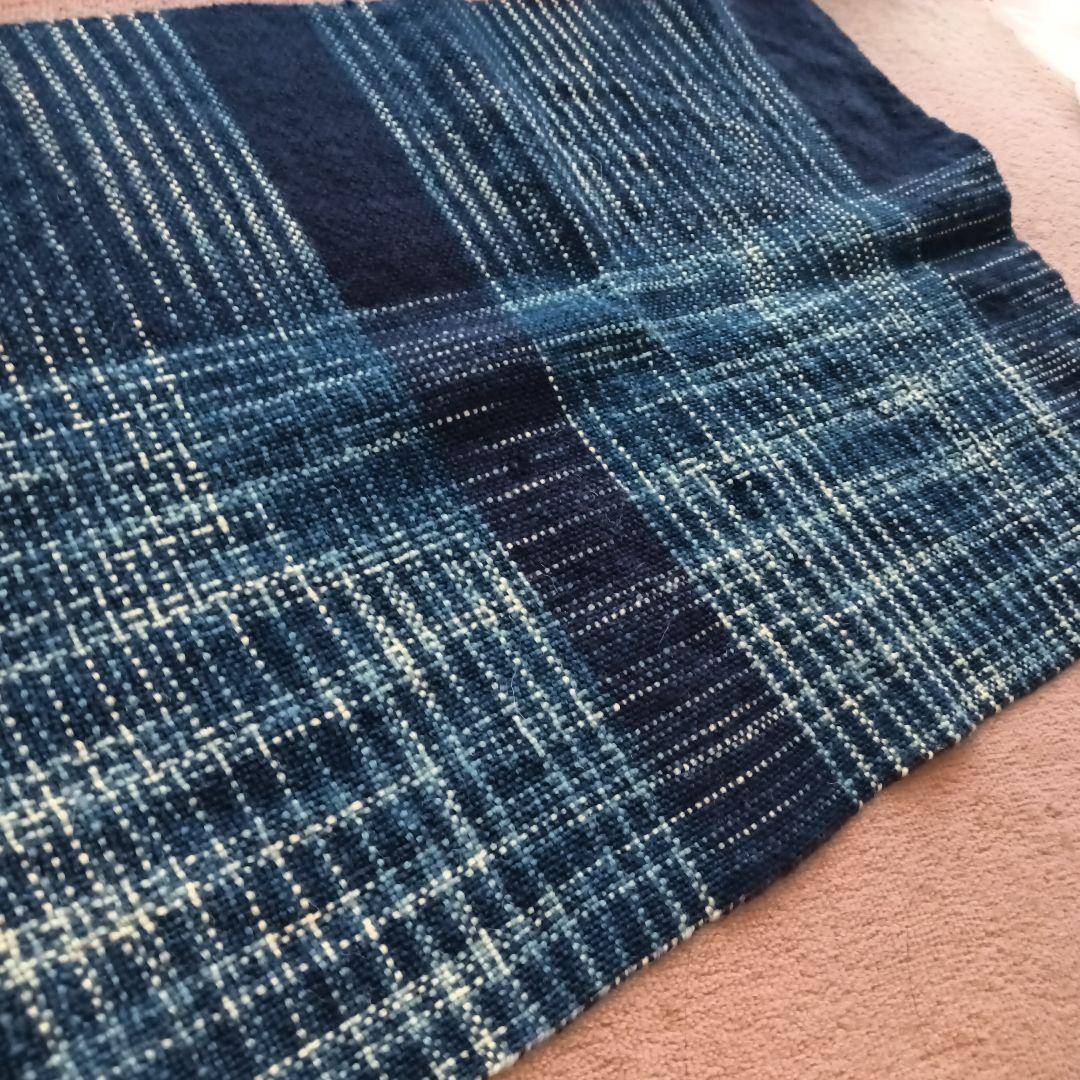＜未使用＞正藍染め　タペストリー/敷物　機織り　約45.5cm ×124 cm