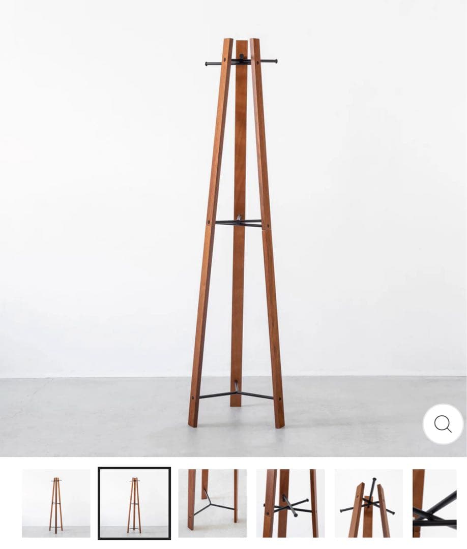 カナデモノ　ウォルナット材　木製 スリム ハンガーラック