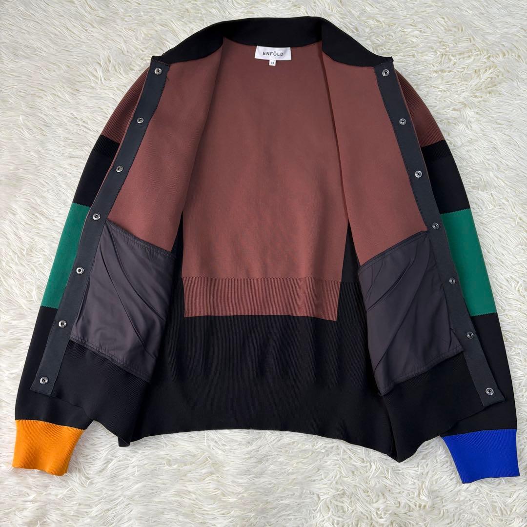 極美品 ENFOLD Knit Jumper マルチカラーニットブルゾン