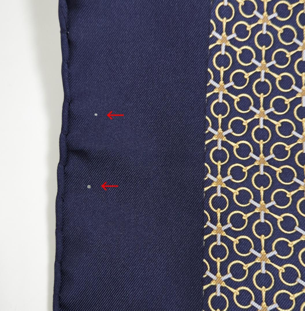 エルメス カレ45 プチカレ ミニスカーフ ポケットチーフ シルク ネイビー系