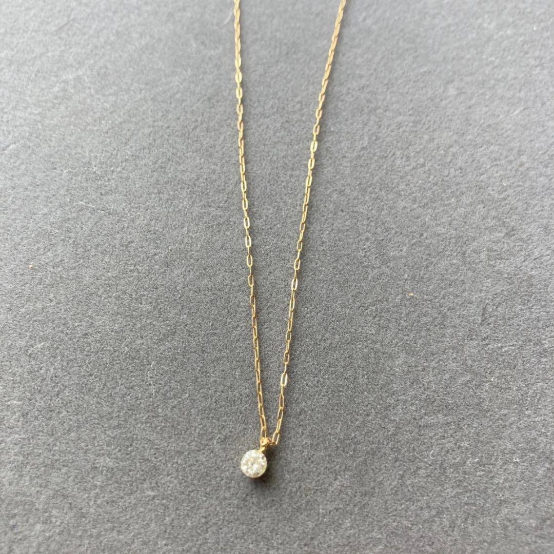 agete　一粒ダイヤネックレス　K18 0.1カラット