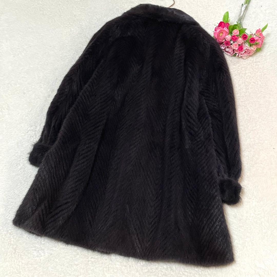 希少色◎ミンク パープル 本毛皮 ファーコート リバーシブル リアルファー