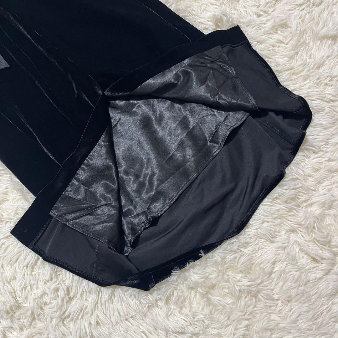 【未使用タグ付】ANDRESD ドレープベロアドレス　ドットブラック　M