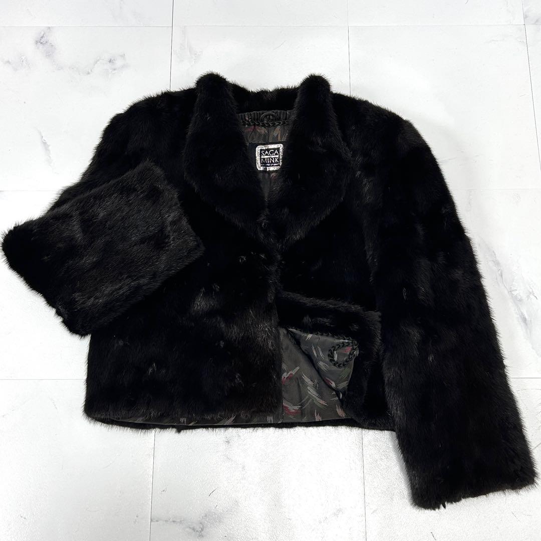 高級 ブラックミンク クロップド コート SAGAMINK レディース 鼬